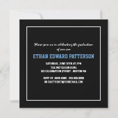 Sporty 3 Faire-part de diplôme photo Black Blue (Dos)