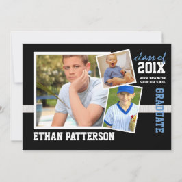 Sporty 3 Foto Afstuderen Aankondiging zwart Blauw