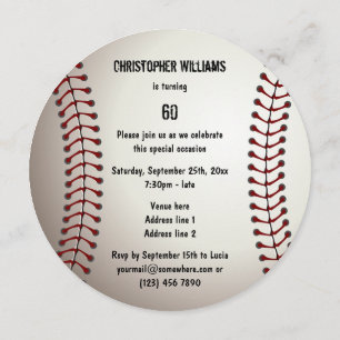 Sporty Baseball 60th Birthday Party Double Sided Kaart