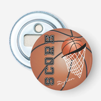 Sporty Basketball Design Button Flesopener