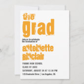 Sporty Blue et Orange Typographie Grad Invitation (Devant)