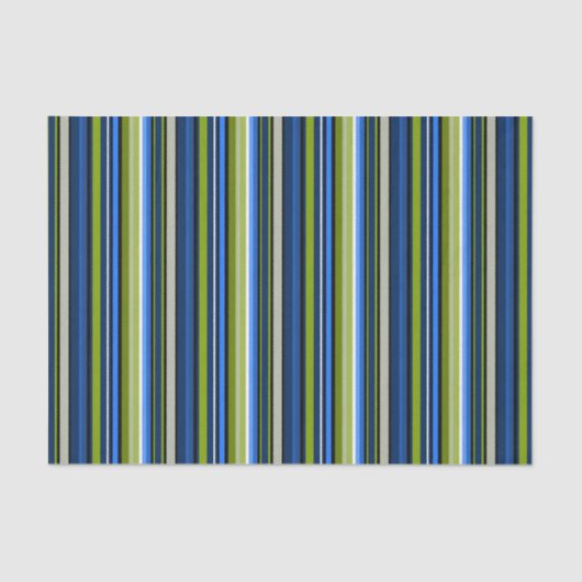 Sporty Blue Green Stripe-weefselpapier Tissuepapier (Voorkant)