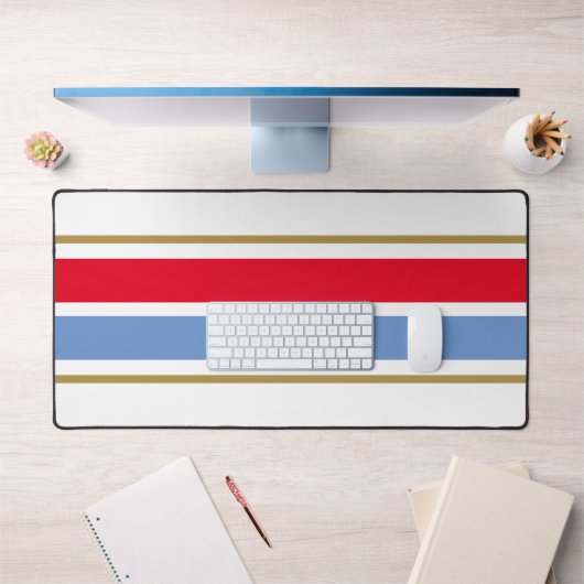 Sporty Bright Red White Light Blue Racing Stripes (Bureau 1)