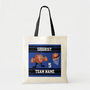 Sporty Cartoon Basketball Character   Donkerblauw Tote Bag