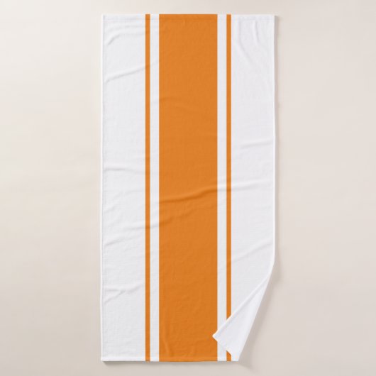 Sporty Colorful Bright Orange White Racing Stripes (Serviette de bain)