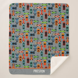 Sporty Colorful Racing Cars Kinder Sherpa Deken