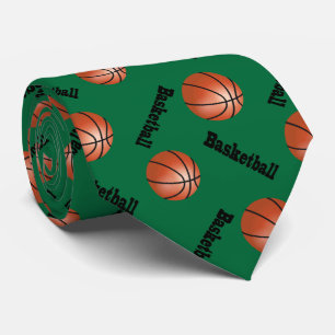 Sporty Dark Green Background Basketball Stropdas