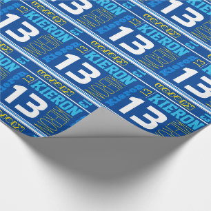 Sporty gepersonaliseerde naam 13e verjaardag kinde cadeaupapier