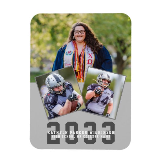 Sporty Girl Modern Bold Script Afstuderen 3 Foto Magneet (Verticaal)