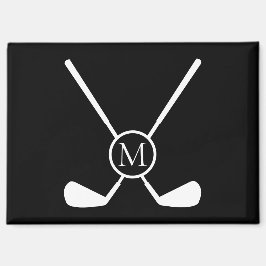 Sporty Golf Clubs Illustration White Monogram M  Magneet