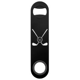Sporty Golf Clubs Illustration White Monogram M  Speed Flessenopener