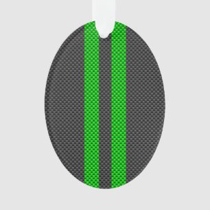 Sporty Green Carbon Fiber Style Racing Stripes