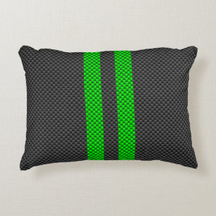 Sporty Green Carbon Style tegen racestrepen Decoratief Kussen