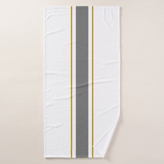 Sporty Grey Golden Brown Racing Stripes Sur Blanc (Serviette de bain)