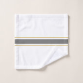 Sporty Grey Golden Brown Racing Stripes Sur Blanc (Gant de toilette)