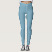 Sporty Light Blue Monochrome verticale band Leggings (Voorkant)