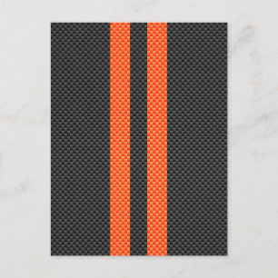 Sporty Oranje Stripes Carbon Style Decor Briefkaart