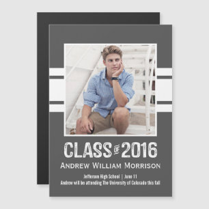 Sporty Prep Afstuderen Foto Klasse 2016 Magnetische Uitnodiging
