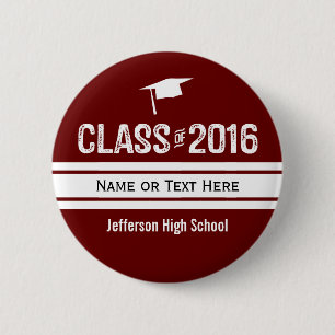 Sporty Prep Stripe Graduation Cap Class of 2016 Ronde Button 5,7 Cm