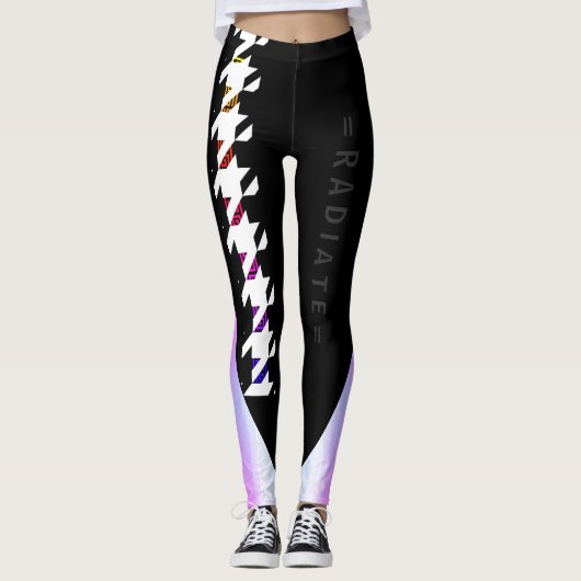 Sporty Rainbow Greek Key Houndstooth Radiate Leggings (Voorkant)
