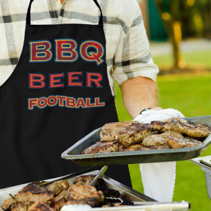 Sporty Red Blue BBQ Beer Football   Zwart Schort