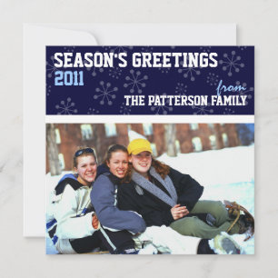 Sporty Seasons Greetings Holiday Fotokaart Blauw Feestdagenkaart