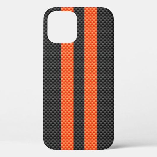 Sporty Vibrant Oranje Stripes Carbon Style Case-Mate iPhone Case (Achterkant)