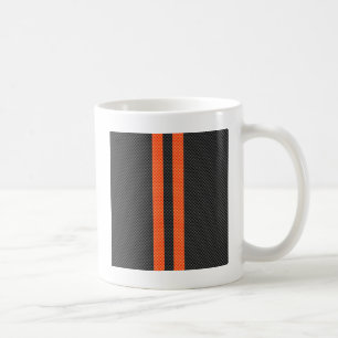 Sporty Vibrant Oranje Stripes Carbon Style Koffiemok