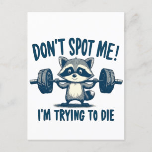 Spot me niet, ik probeer Funy Fitness Raccoon Aankondigingskaart