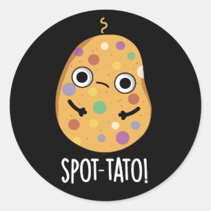 Spot-tato Funny Potato Pun Dark BG Ronde Sticker