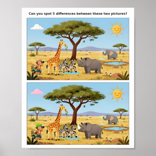 Spot the Difference Fun Poster for Kids – Brain Te (Voorkant)