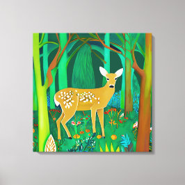 Spoted Fawn in een Fantasy Forest Setting Canvas Afdruk