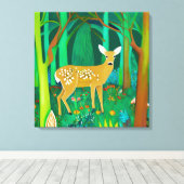 Spoted Fawn in een Fantasy Forest Setting Canvas Afdruk (Insitu (Houten vloer))