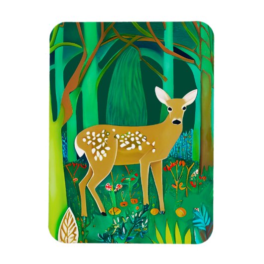 Spoted Fawn in een Fantasy Forest Setting Magneet (Verticaal)