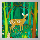Spoted Fawn in een Fantasy Forest Setting Poster (Voorkant)