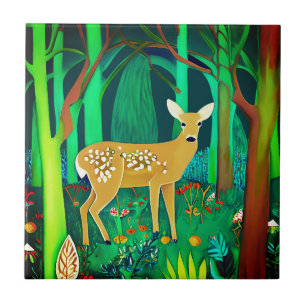 Spoted Fawn in een Fantasy Forest Setting Tegeltje
