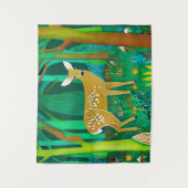 Spoted Fawn in een Fantasy Forest Setting Wandkleed (Voorkant)