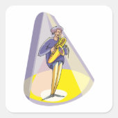 Spotlight Sur Un Sticker Carré Musicien (Devant)