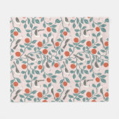 Spotlijster Sinaasappelbloesem Vogel Bloem Roze Fleece Deken (Voorkant (Horizontaal))