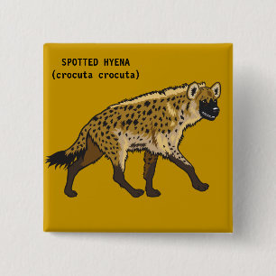 spotprent hyena vierkante button 5,1 cm
