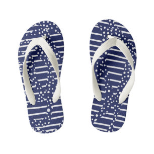 Spots and Stripes 2 - Blue and White Kinder Teenslippers