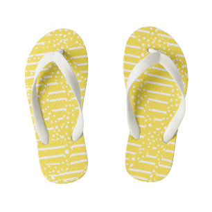 Spots and Stripes 2 - Lemon Yellow and White Kinder Teenslippers