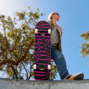 Spots and Stripes 2 - Magenta en Black Skateboard