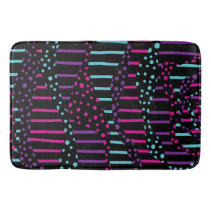 Spots and Stripes 2 - Roze, Paars, blauw en zwart Badmat