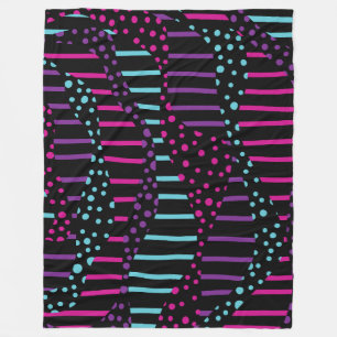Spots and Stripes 2 - Roze, Paars, blauw en zwart Fleece Deken