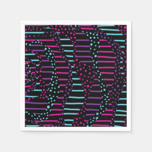 Spots and Stripes 2 - Roze, Paars, blauw en zwart Servet