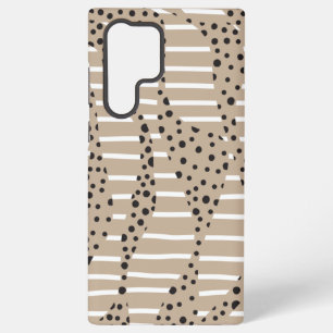 Spots and Stripes 2 - Taupe, Black en White Samsung Galaxy Hoesje