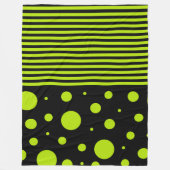 Spots and Stripes - Lime Green Fleece Deken (Voorkant)