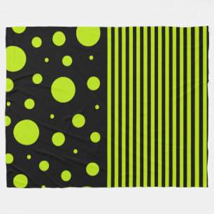 Spots and Stripes - Lime Green Fleece Deken