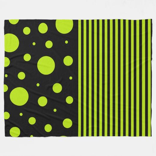 Spots and Stripes - Lime Green Fleece Deken (Voorkant (Horizontaal))